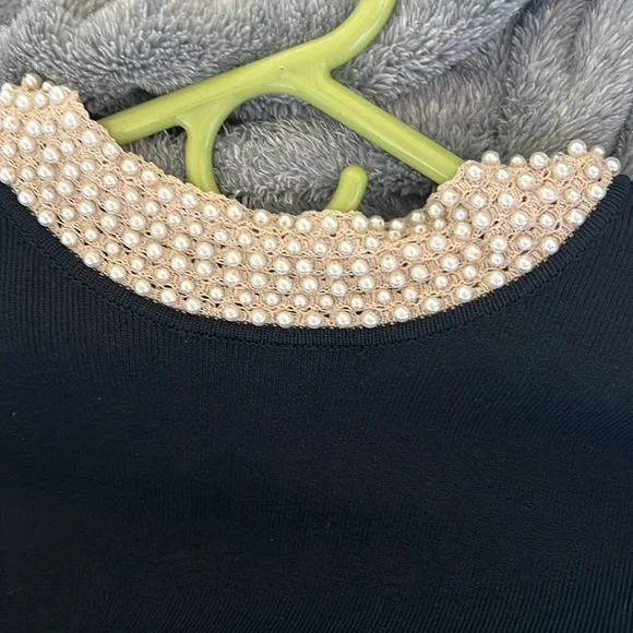 Sandro Black Dress with Pearl Collar - Picture 3 of 7